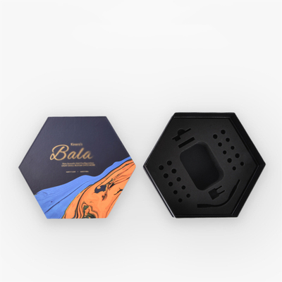 Earphones Hexagon Cardboard Box Black Card Touch Gilded Paper Box Wholesale