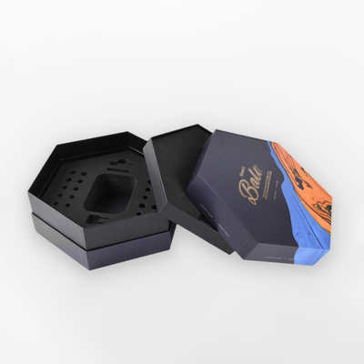 Earphones Hexagon Cardboard Box Black Card Touch Gilded Paper Box Wholesale