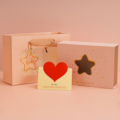 Star Transparent Window Flip Gift Box Birthday Rigid Gift Boxes With Hand Rectangular